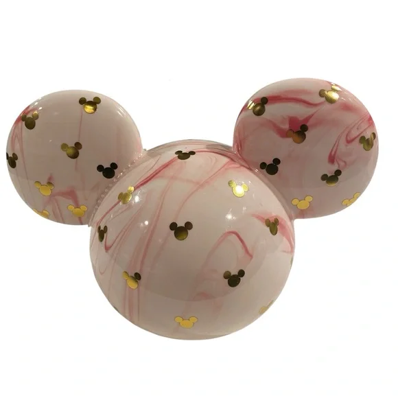 Kohl's 2025 Disney's Ceramic Mickey Mouse Head NWT Pink Swirl Marble Table Decor - Picture 2 of 10